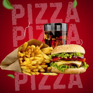 DOUBLE TROUBLE BURGER with fries and 330ml FREE COCACOLA