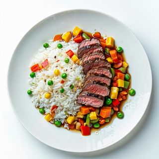 7006. Riso saltato con verdure e filetto di Scottona