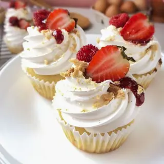 Cupcake de vainilla con frutos rojos