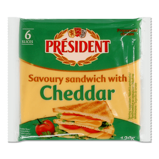 Сир плавлений President «Чеддер» для сендвічів 40% (120г)