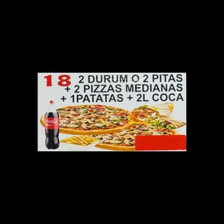 Menú 2 durum o 2 pitas y 2 pizzas medianas