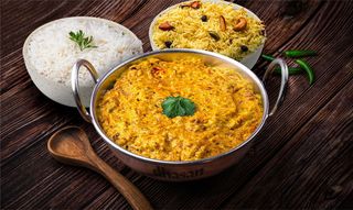 Bowl Baigan Bharta con arroz