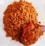 Jollof rice with pepper chicken 