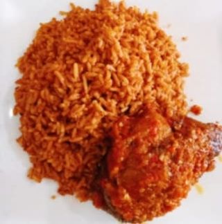 Jollof rice with pepper chicken 