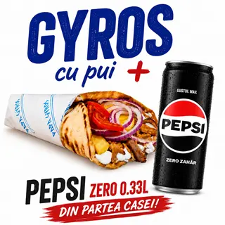 Gyros cu pui + PEPSI ZERO 0.33L