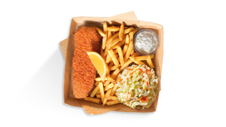 Zestaw obiadowy z mintajem panierowanym