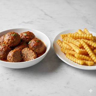 Albóndigas En Salsa (Ración) + Papas