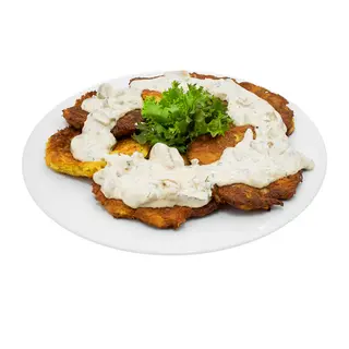 Деруни з Вершковим соусом та Лісовими грибами (350г)