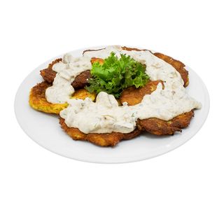 Деруни з Вершковим соусом та Лісовими грибами (350г)