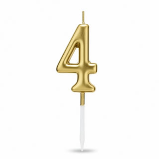 Vela número "4" dorada
