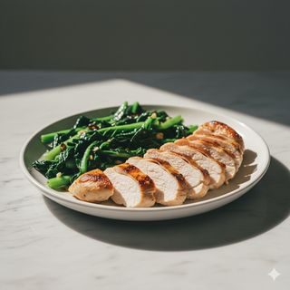 Tagliata di pollo con cicoria ripassata