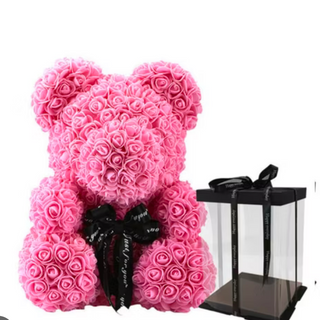 Miś z różyczek różowy XXL 