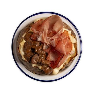 Porcini*, fonduta di toma e speck