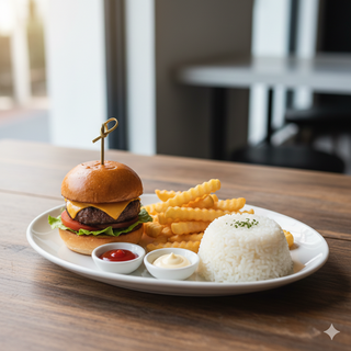 Mini Hambúrguer com Batata ou Arroz