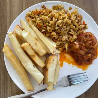 Fried Yam & Egg Sauce