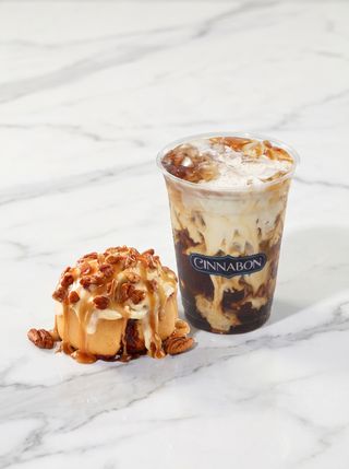 Iced Latte and Mini Caramel Pecanbon