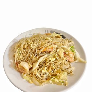 Fideos De Arroz Frito Con Gambas