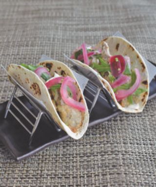 Tacos de secreto ibérico en tempura