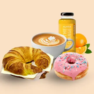 Croissant mixto + Café + Zumo + Duffin