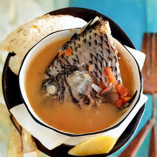 Boiled Fish And Rice, Kalo And Greens