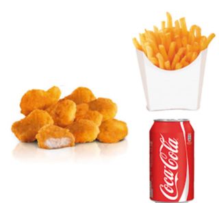MENU NUGGETS DE POLLO (8 UNDS) CON BEBIDA Y PATATAS