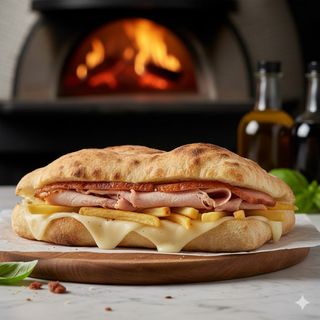 Saltimbocca con porchetta, provola e patatine