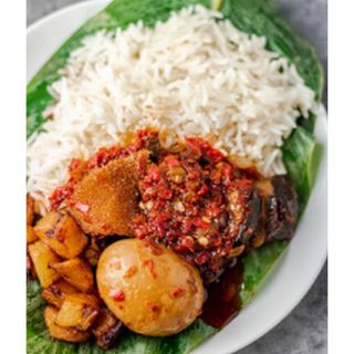 White Rice and Ofada Sauce