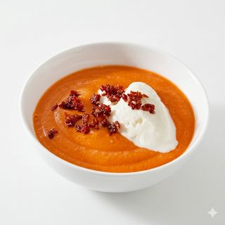 Salmorejo De Albahaca Con Topping De Jamón Ibérico Y Parmesano