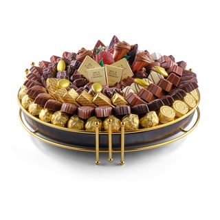 Plateau Noir Rond Avec Pieds Dorés