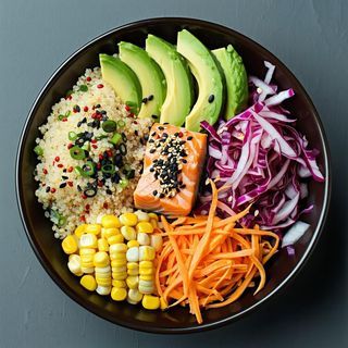 Poke salmon quinoa