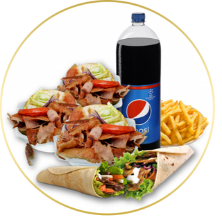 5 DURUM KEBAB +5 PATATAS+5 COCA COLA LATA