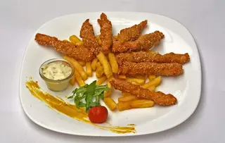 Pileći pohovani štapići + Kolač