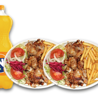 3 Platos con Patatas o Arroz ++ Coca-Cola Sabor Original botella 2L.