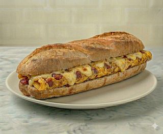 Bocadillo De Tortilla De Chorizo Y Queso