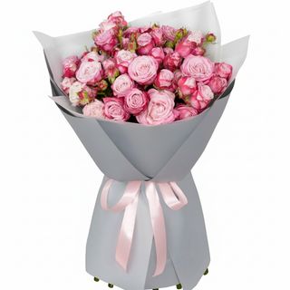 Букет з 11 рожевих піоновидних троянд