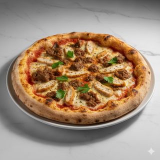 Pizza de carne picada con champiñones (28 cm.)