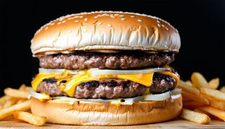 Телешки двоен бургер+бонус кока кола