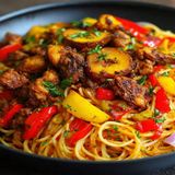 Stir-fry Spaghettini Pasta with Gizdodo