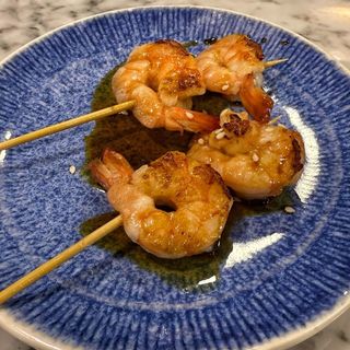 Espetada de Camarão c/Batata frita e Esparregado