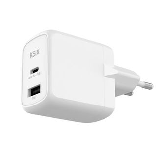 Cargador De Red Ksix 1X Usb-A + 1X Usb-C Gan Power Delivery Pps 45W Blanco - 8427542139500