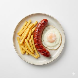 Plato De Frankfurt Con Patatas Y Huevo