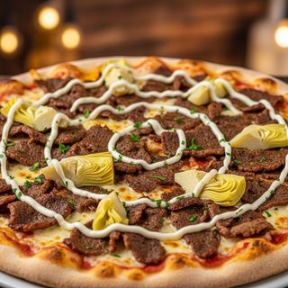 Pizza kebab e carciofi