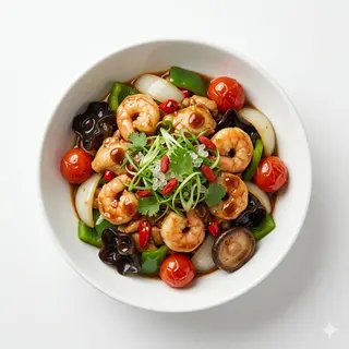 Pollo Y Gambas Tres Sabores