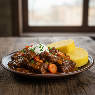 Tocăniță de mistreț cu mămăliguță