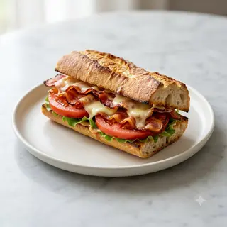 Bocadillo De Bacone, Queso Y Tomate