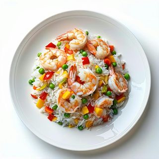 32 特别虾仁饭 riso speciale con gamberi