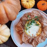 Печена картопелька з куркою та грибами