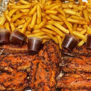 Grilled spices Turkey and chips 