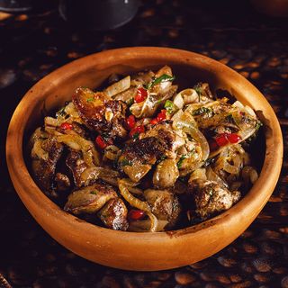 ქათმის გულ-ღვიძლი კეცზე