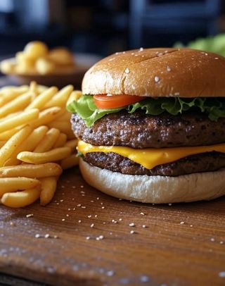 Телешки двоен BBQ чийзбургер